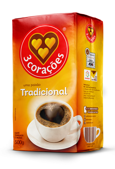 Café Torrado e Moído 3 Corações Tradicional a vácuo